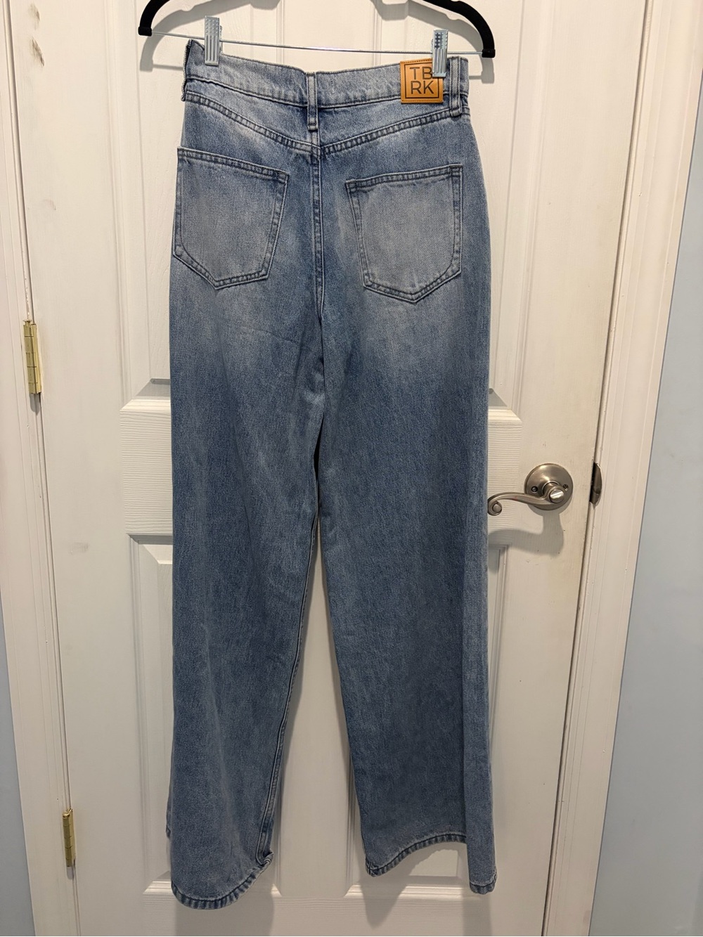 Torn by Ronny Kobo Light Blue Wide-Leg Jeans with Crystal Embellishment - Picture 5 of 6